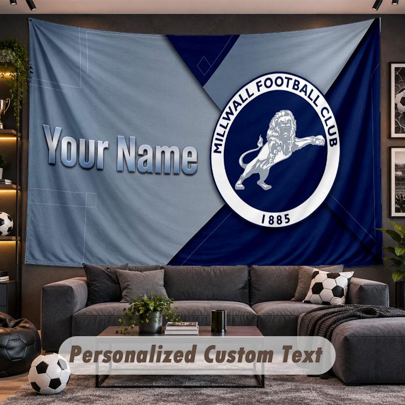 Wall Hanging Tapestry Custom NameMillwall FC Pattern Personalized Printed Fabric Wall Decor