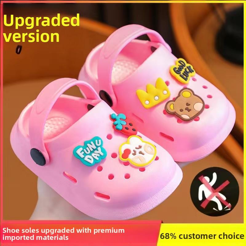 Children's Slippers Summer Boys and Girls Cartoon Cute Anti-Slip Open-Toe Clogs Infant Toddler and Big Kids Sandals