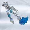 Creative Cartoon Whale Keychain Star Pendant Resin Beaded Keyring for Women Bag Backpack Car Key Holder Phone Case Charm