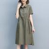 Solid Color Loose Casual Waist Slimming Plus Size Women's Dress Mom