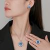Jewelry Copper Bottom Gold-Plated Simulation Blue Spinel Round Temperament Light Luxury Women 10-8Mm