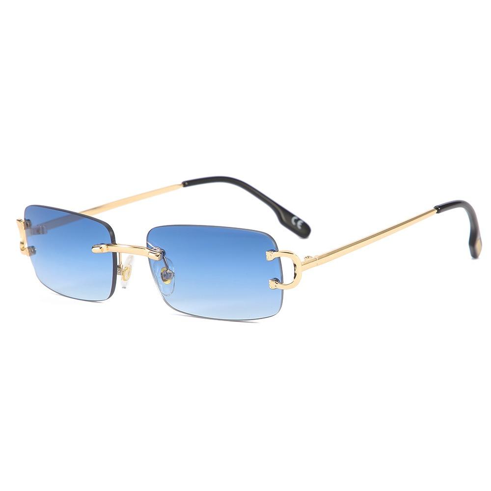

Retro Rimless Sunglasses For Women Men Small Square Gold Frame Brand Design Tea Shades Rectangle UV400 Zonnebril Eyewear