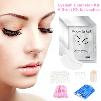 Eyelash Extension Kit Disposable Eyelash Mascara Brush Wand Cotton Swabs Glue Ring Holders Eye Gel