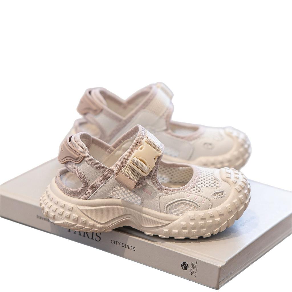 6-12 years old girls sandals summer 2025 new children's sports sandals men's shoes net shoes summer bag head shoes