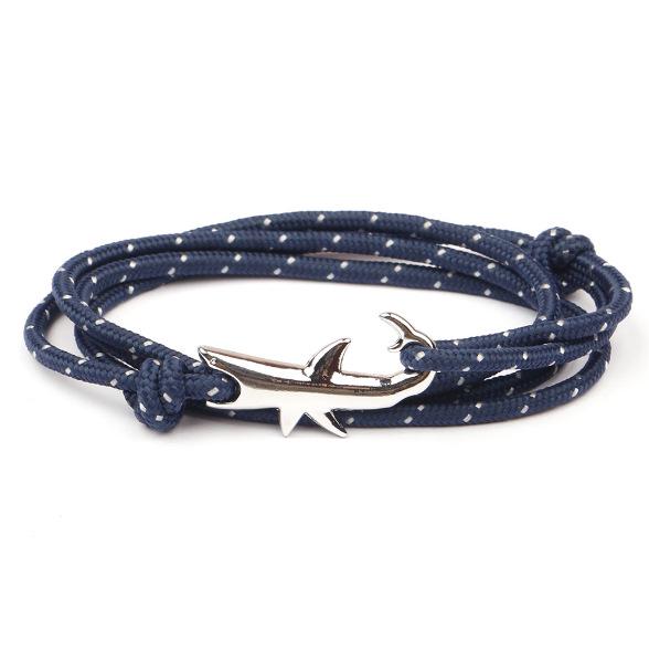 

Браслет 2020 Якорь Рыболовный крючок Акула: Плетеный вручную шнурок для пар, мужской и женский подарок в серебре.