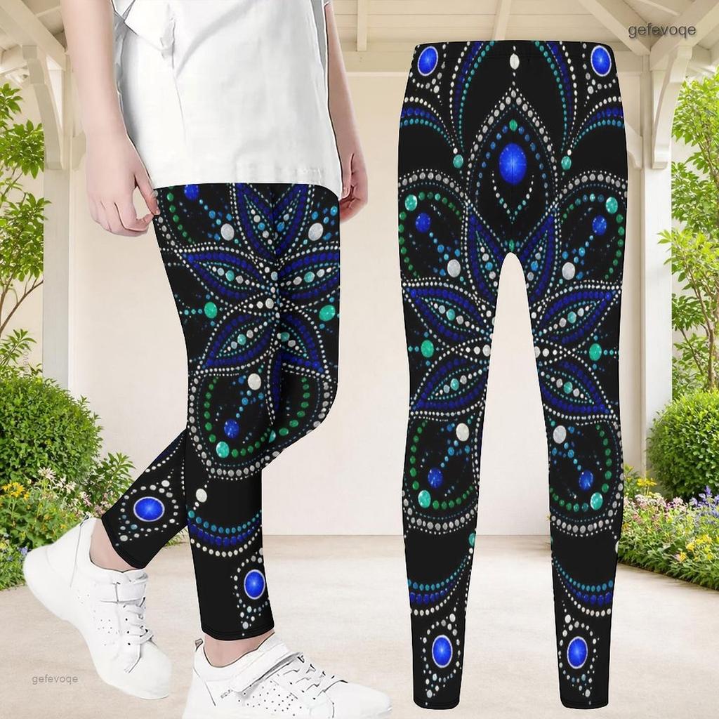 Girls Rainbow Galaxy Printed Full Length Stretch Waist Yoga Leggings