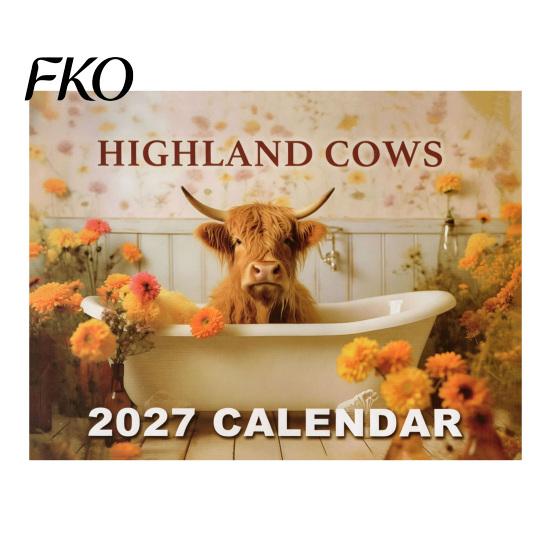 Traditional Style Calendar 2027 Wall Calendar, Decorative Monthly Planner with Metal Twin-Wire Binding for Professional Office Supplies Easy