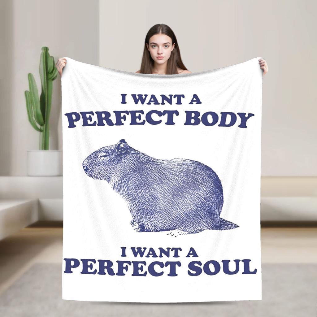 Capybara Pattern Fleece Blanket Kawaii Animal Funny Throw Blankets for Sofa Bedding Lounge 150*125cm Plush Thin Quilt