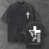 Unisex Jesus Vergebung Oversized T-Shirt Gewaschenes Schwarz Y2K Streetwear S-2XL