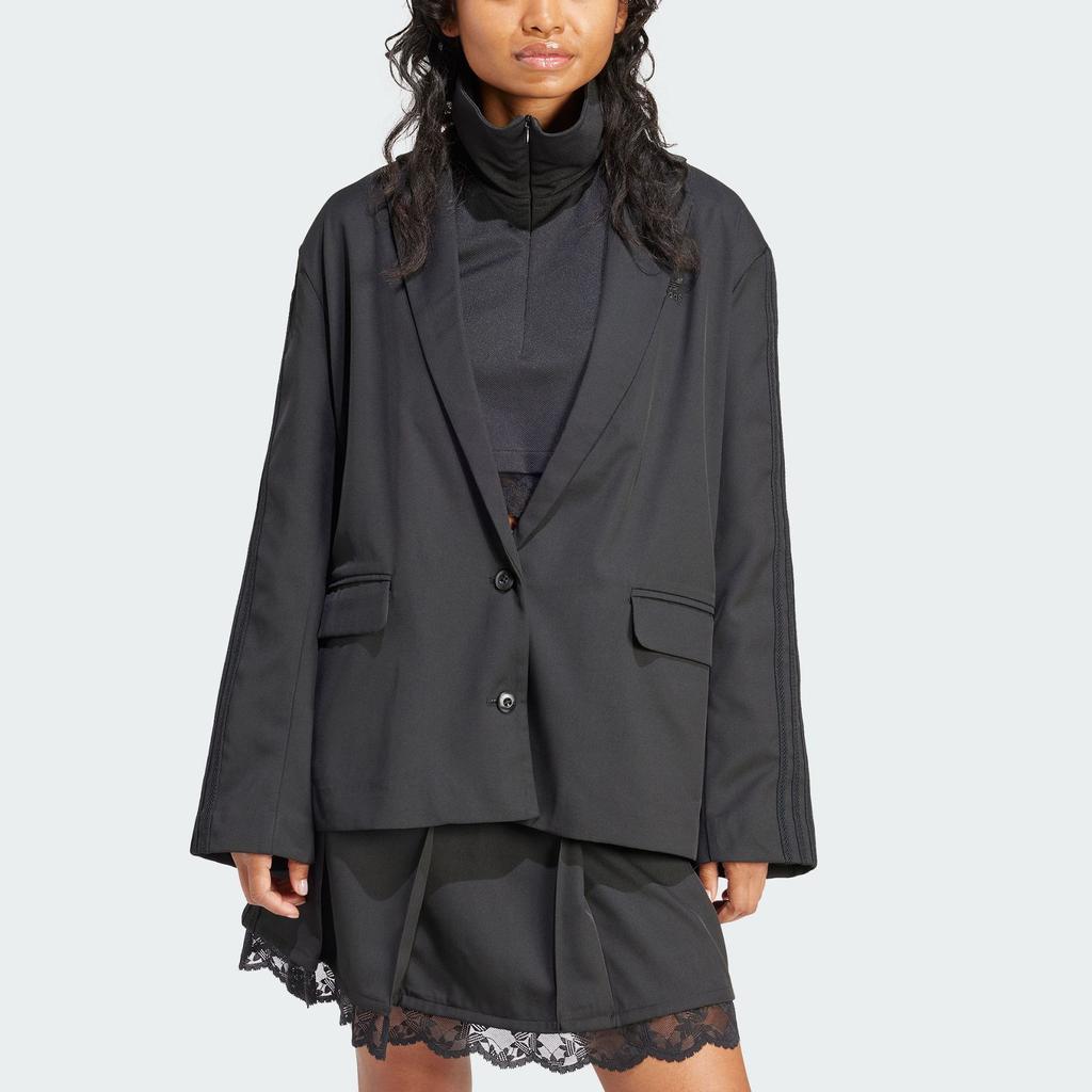 Adidas Originals Oversized Casual Sports Blazer Women Tops Black IY9017