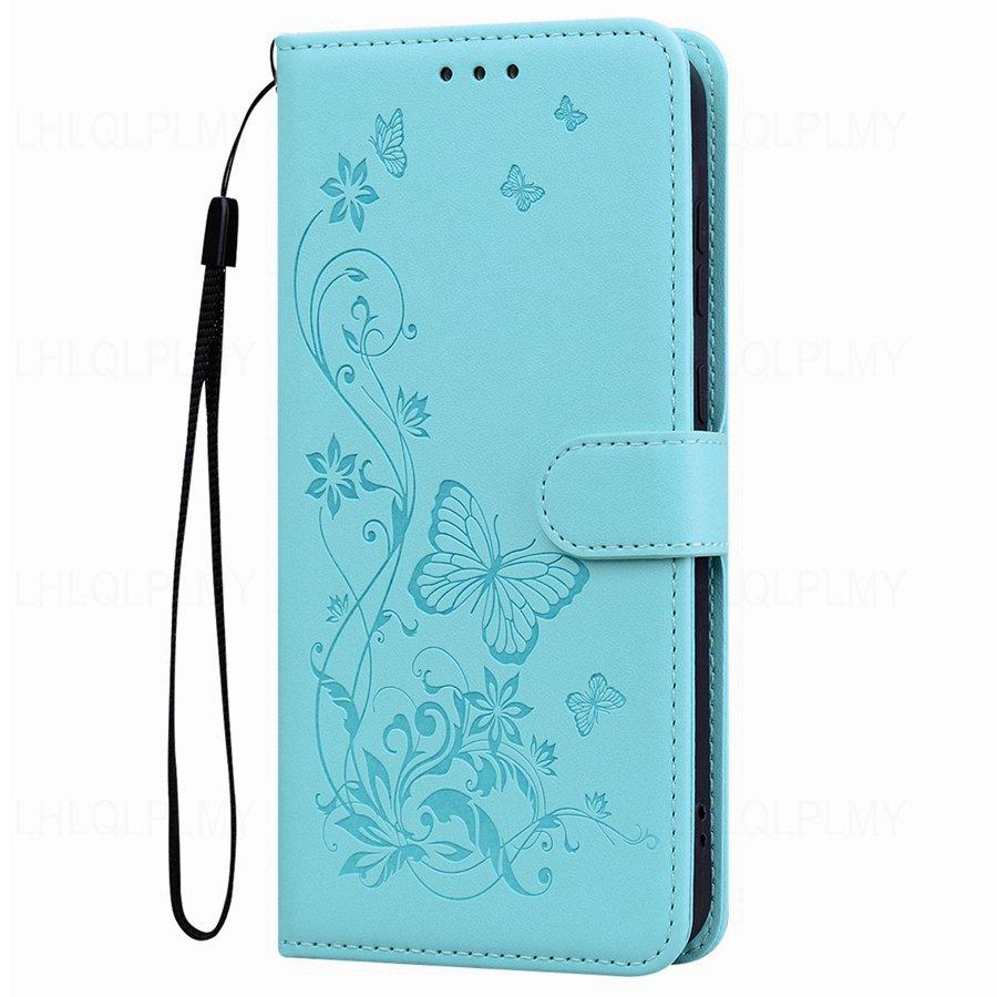 Sommerfugl Lær Flip Telefonveske For Samsung Galaxy A36 A56 5G A26 A16 Honor X9C X7C Xiaomi Redmi Note 13 14 Pro Stropp Lommebok Bok Kortspor Deksel