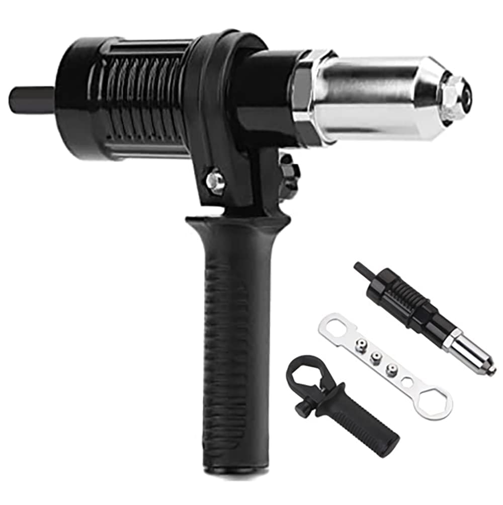 YWHWLX Riveter Rivet Nut Electric Rivet Nut Rivet Hand Riveter with Hex Tool, Gun, Gun, Tool, Wrench, 2.4mm/3.2mm/4.0mm/4.8mm (Black-02)