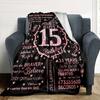 15Th Birthday Celebration Lightweight Blanket Ultra-Soft Great for Sofa Couch Office Bed Seasons Universal Versatile Accessory Gifts Y9