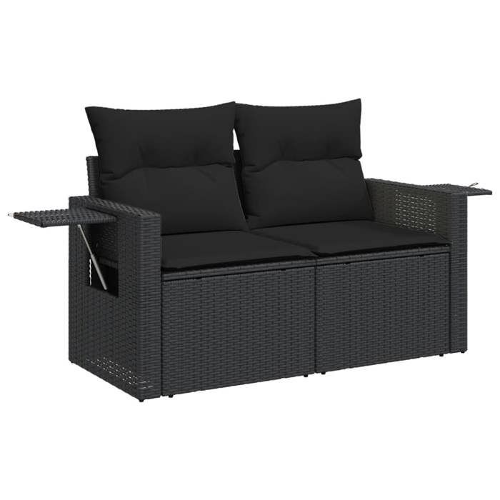 VidaXL Salon de Jardin avec Coussins 5 pcs, Canapés de Terrasse, Ensemble de Meubles de Patio, Mobilier d'Extérieur, Noir 3224529