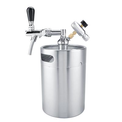 5L Mini Stainless Steel Keg with Faucet Pressurized Home Brewing Craft Beer Dispenser Set