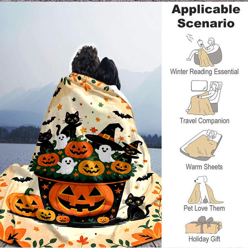 1pc Halloween Decorations Blanket Lightweight Flannel Blanket Throw Blanket For Sofa, Bed, Travel, Camping, Livingroom, Office, Couch, Chair, And Bed