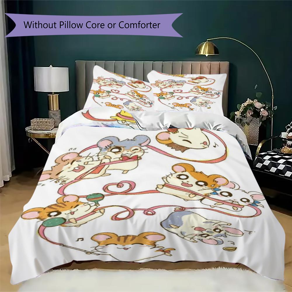 Set Copripiumino Trapuntato con Fantasia Hamtaro Copripiumino Federa Decorazione per la Casa Regalo di Compleanno (1 * copripiumino + 2 * federe senza imbottitura)