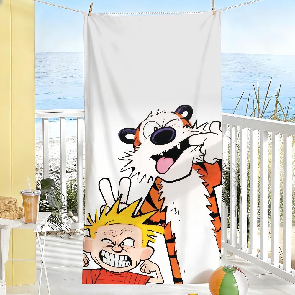 Cute C-Calvin and H-Hobbes Towel Soft Pool Gift For Travel Gym Shower Camping Quick Dry Sports Large Beach Towels
