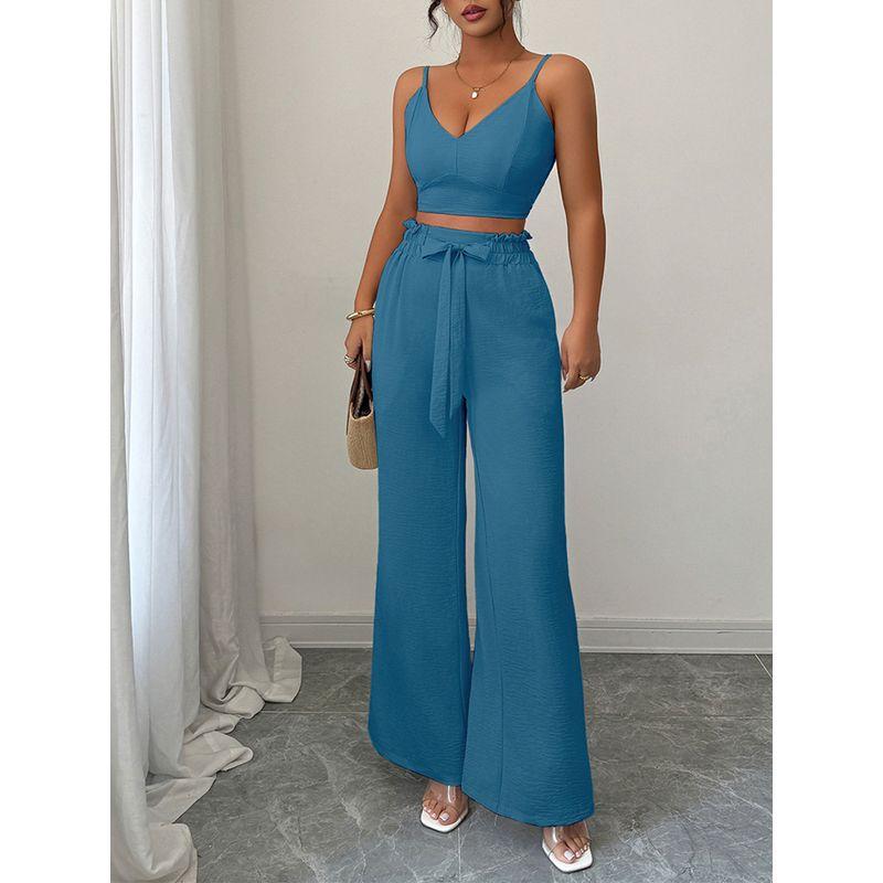 Deep V-neck Camisole Casual Pants Set Deep V-neck Strap Casual Pants Suit