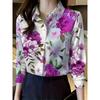 New Women's Lapel Long Sleeve Shirt Casual Loose Hundred Fashion Trend Flower Pattern Ladies Daily Outdoor Travel Clothing