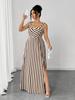 Plus Size Summer Striped Sleeveless Dress - European & American Style