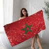 Morocco Map Flag Microfiber Beach Towel Absorbent Quick Dry Soft Yoga Swimming Resort Mountain Climbing Towel