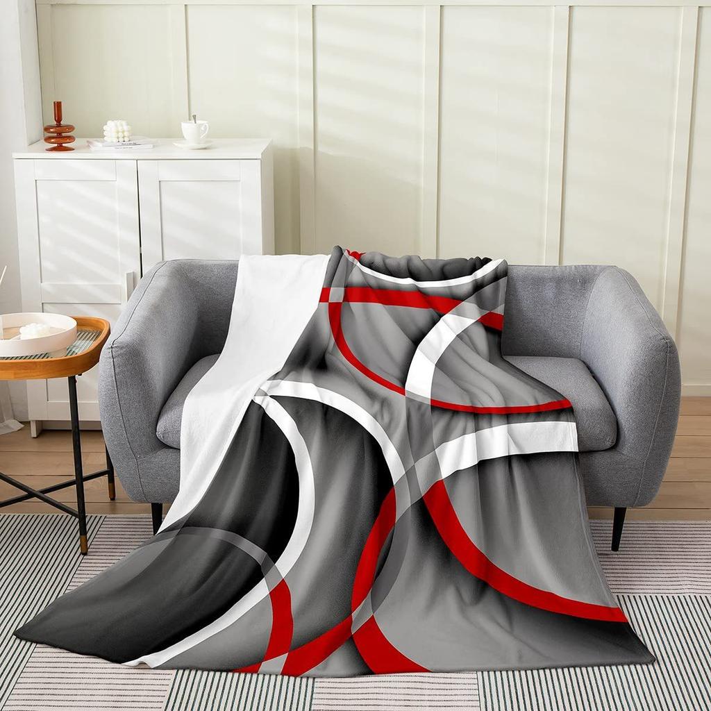 Geometric colored patterns digital-printed polyester Bedroom velvet flannel soft sofa cover blanket Fleece sofa cover blankets
