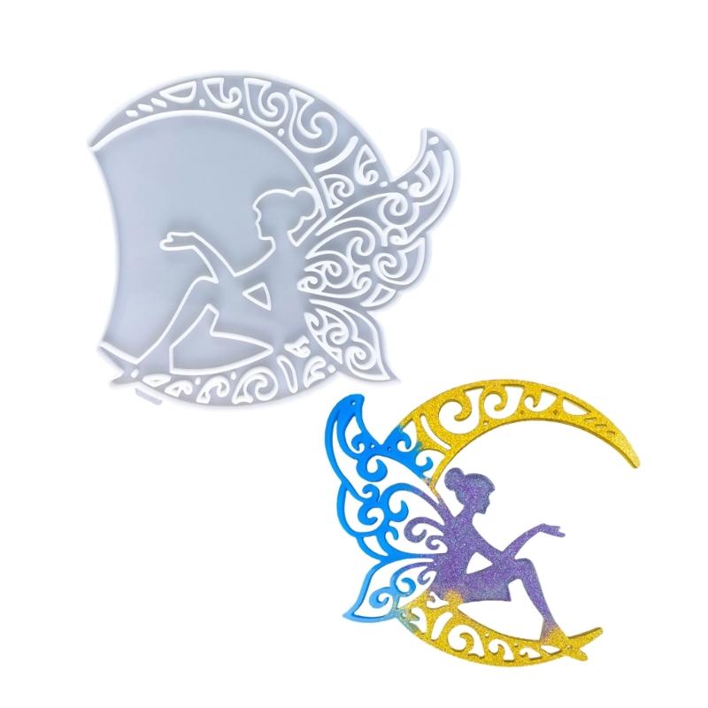 

Silicone Wall Hanging Molds Epoxy Resin Craft Molds Moon Butterfly Girl Theme Home Decors Crafting Supplies for Crafting 1