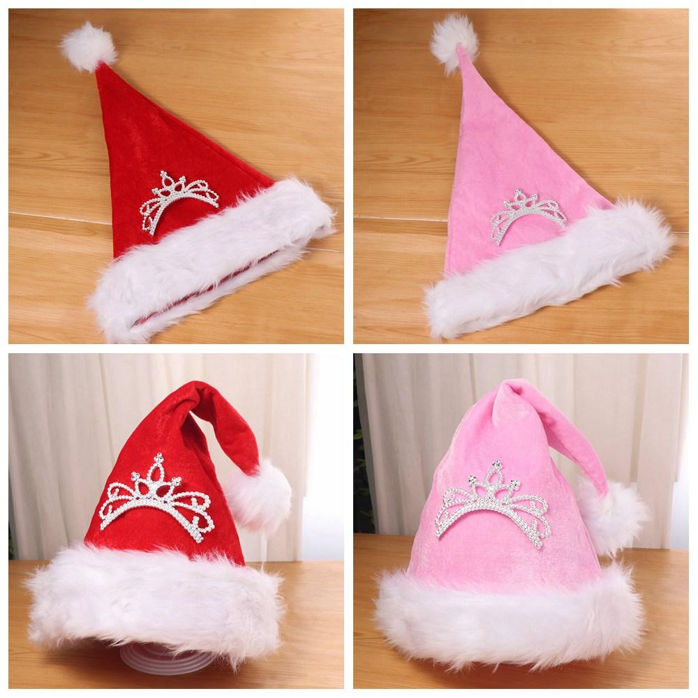 Party Supplies Plush Crown Christmas Hat With Long Hairy Thicken Xmas Hat Fluffy Soft Winter Cap Holiday Costumes Dress Up