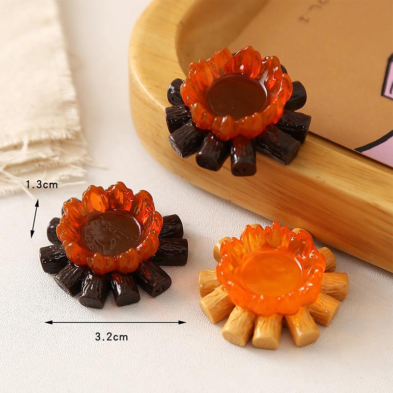 10Pcs Mini Fake Campfire Ornament Set Waterproof Resin Fire Models for Garden Patio Mini Scene Decoration