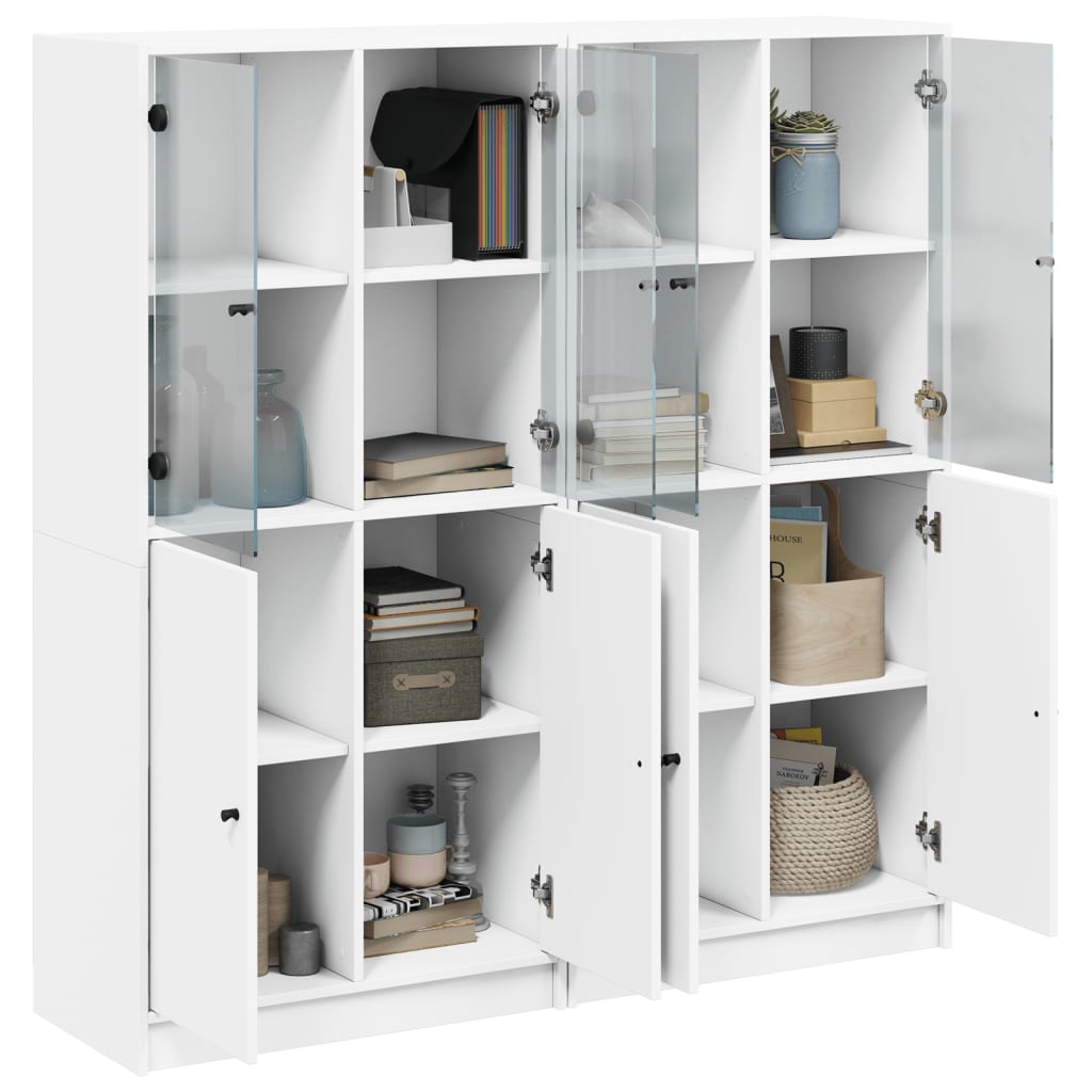 Vidaxl Biblioteczka Z Drzwiczkami, Biała, 136X37X142 Cm