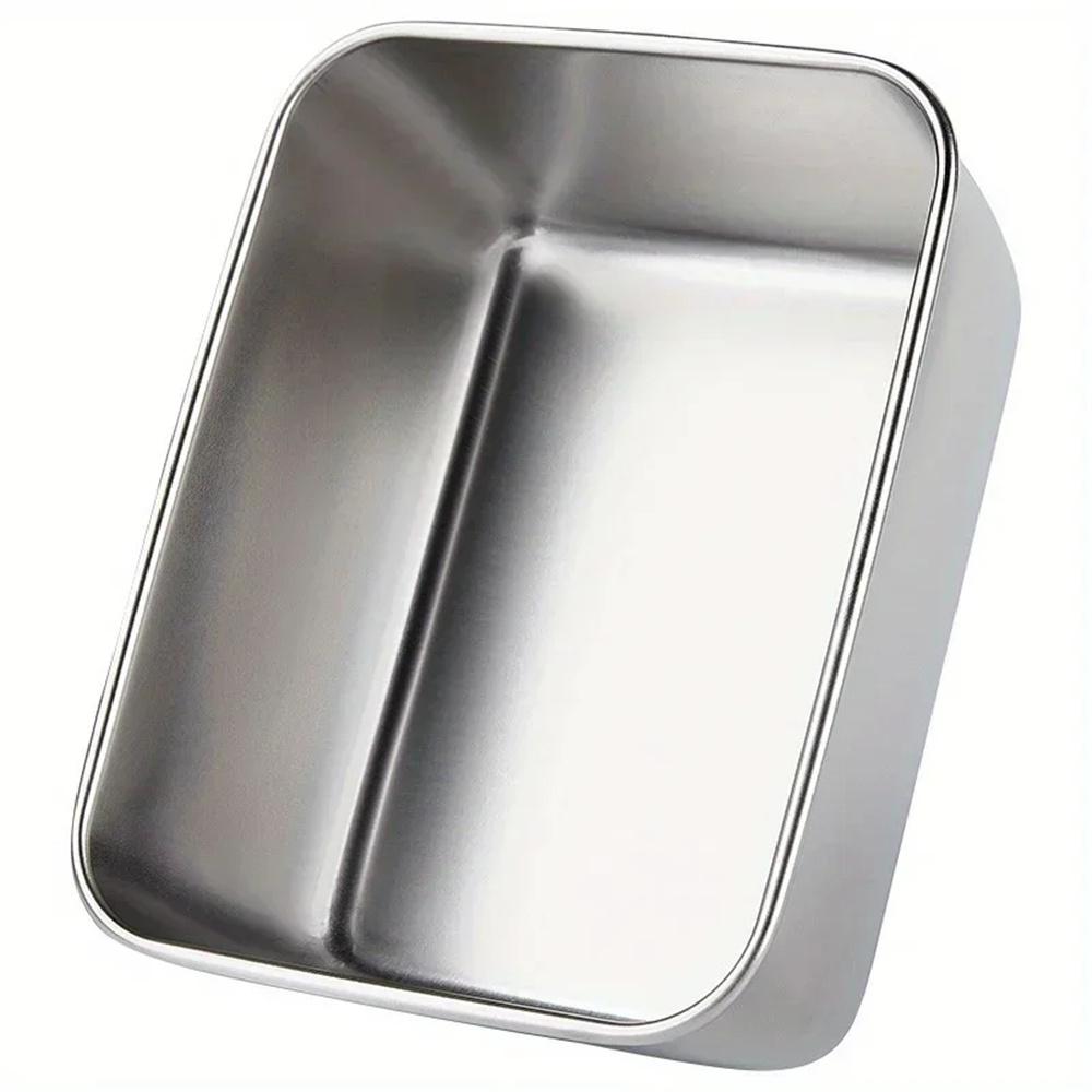 Stainless Steel Food Storage Serving Trays Rectangle Sausage Noodles Fruit Dish with Cover Home Kitchen Organizers Food Containe