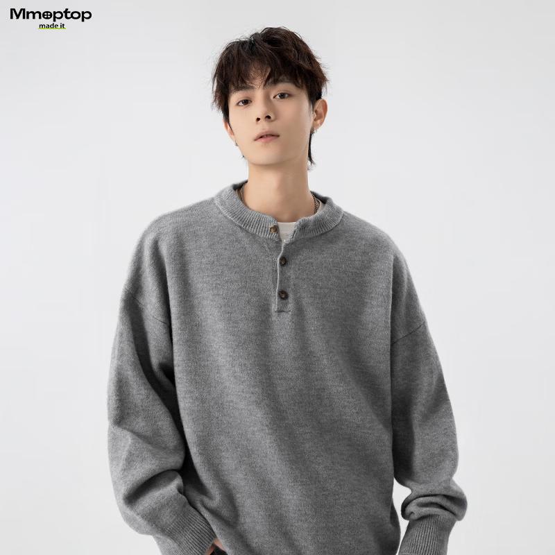 MMOPTOP Men's Retro Henley Neck Knit Sweater