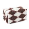 Capacity Travel Makeup Bag Portable Checkerboard Pattern Lamb Hair Storage Wash Bag for Organizing Beauty Essentials