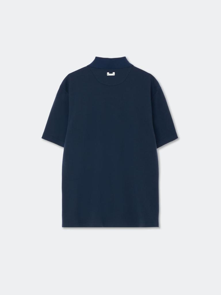 KINETO Wave-Cutting Pique Shirt_Navy