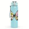 1PC Pastel Double Butterfly Floral Graphic,750ml Color Plastic Sports Water Bottle,Leakproof Flip Straw Lid,Suitable for Sports Office Home Use