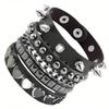 Férfi Punk Stílusú Többrétegű Bőrkarkötő Szegecsekkel - Hip Hop Divatkellék