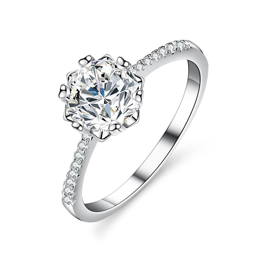 Women's Pure Silver D Color Moissanite Snowflake Ring, Over One Carat, Multiple Styles, Hot Selling Wedding Band