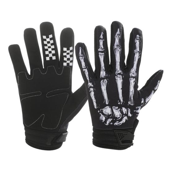 

Перчатки для езды на мотоцикле с рисунком скелета, перчатки для сенсорного экрана, дышащие противоскользящие перчатки для активного отдыха для мужчин и женщин L серебряный