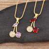Nidin High Quality Apple/Grape/Cherry Sparkling Zircon Pendant Necklace For Women Men Fashion Cute Chain Link Jewelry Party Gift