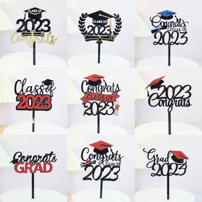 9x Acrylic Graduation Cake Toppers Kit For Graduation Party Decorations