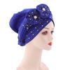 Shiny Lady African Headtie Skin-friendly Rhinestone Knot African Headwrap for Daily Life