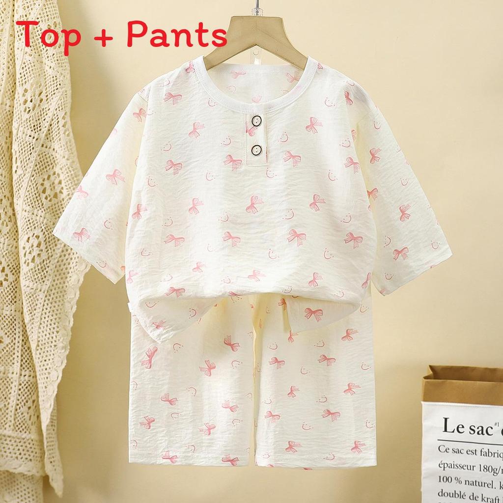 Childrens Cartoon Cotton Pajama Set With Breathable Fabric For Toddler Comfort