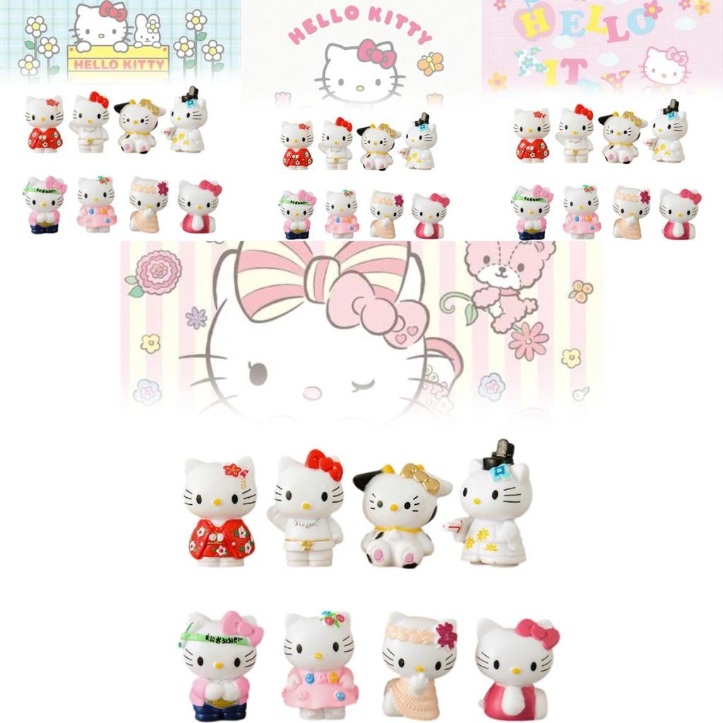 Adorable 8 Piece Hello Kitty Cartoon Figurine Collection Pvc Toy Set For Display