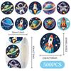 500 Space Galaxy Astronaut Stickers/Roll for DIY Kids' Rewards, Stationery, Tablet Decoration, Tape