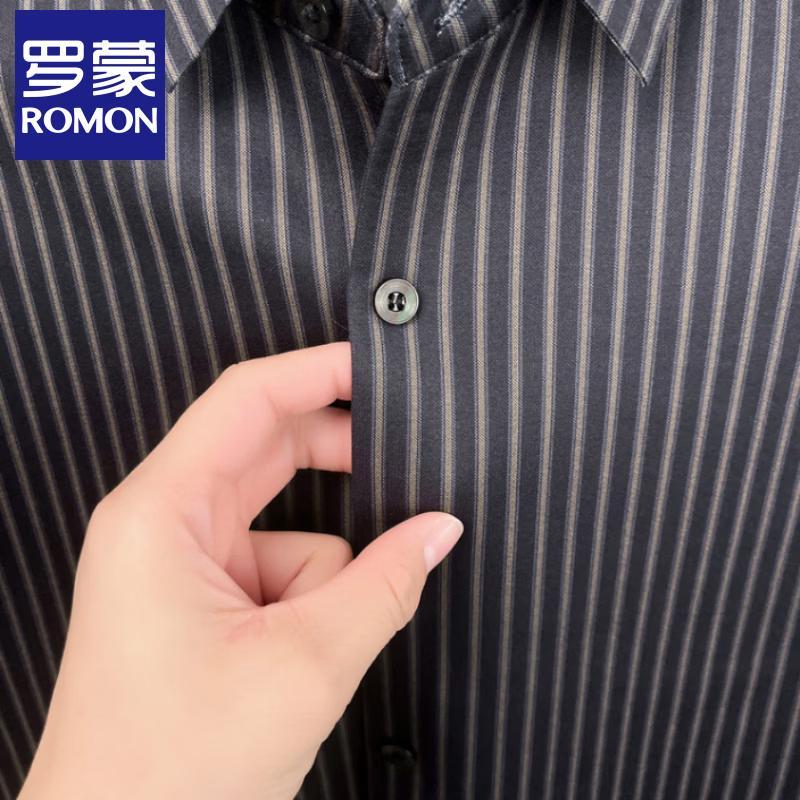 Romon Men's Winter Warm Striped Lined Shirt