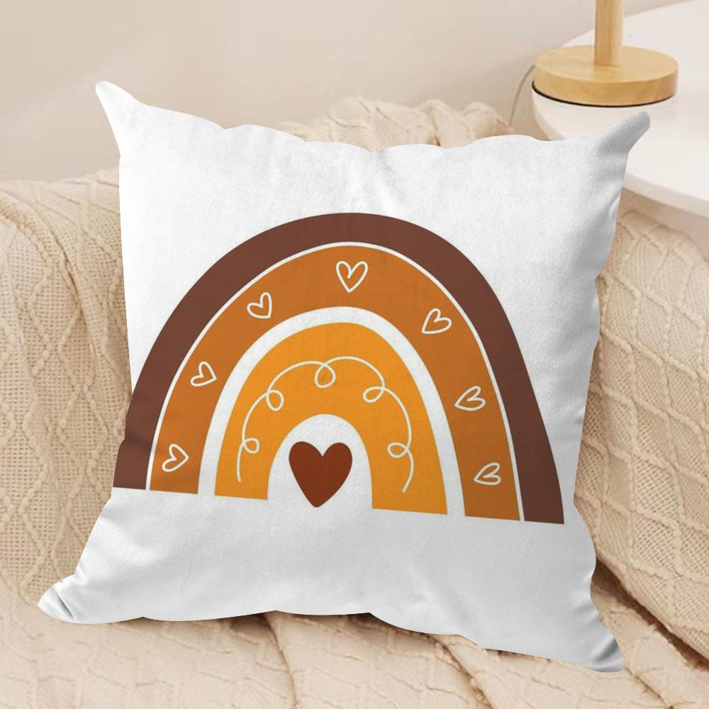 Rainbow Print Cushion Cover Soft Plush Double-Sided Printed Sofa Pillow Cushion Cover | Cozy All-Season Durable Decor Gift