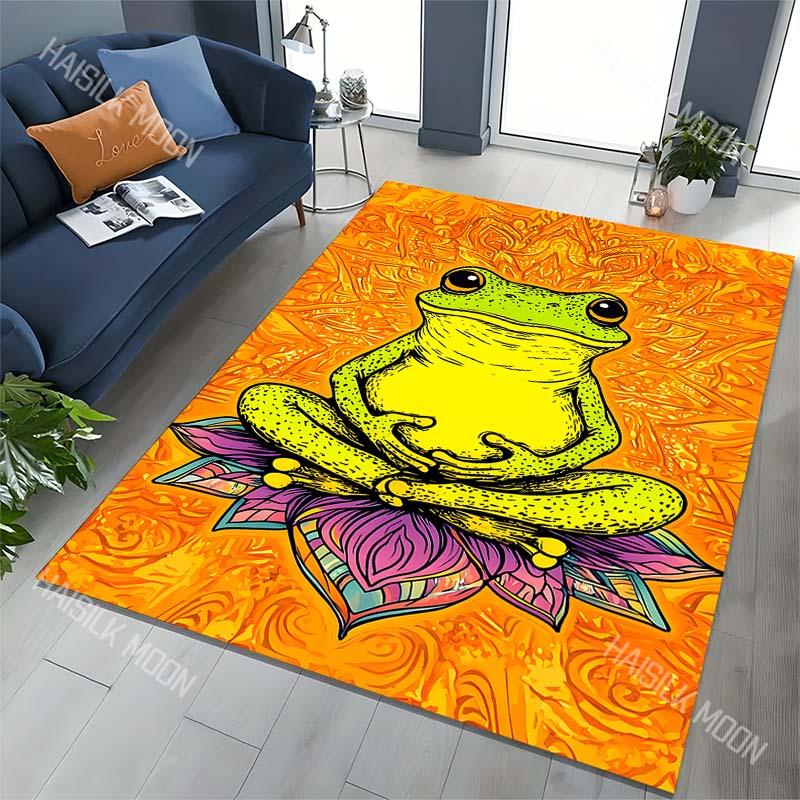 New Product! Meditating Frog Carpet for Living Room Bedroom Bedside Floor Mat Cloakroom Kids Activity Area Rugs Large Size