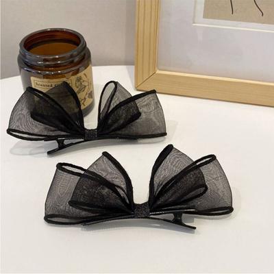 1PC Cute Bowknot Hair Clips Fashion Sweet Headwear Mesh Bow Hairpin Headdress Hair Accessories Bang Clip For Girls