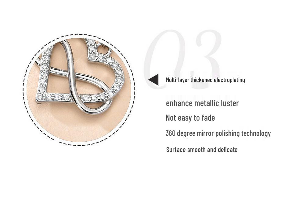925 Sterling Silver Heart-Shaped Infinity Necklace - Women's European & American Fashion Clavicle Chain